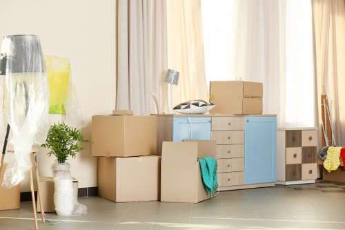 Removal team preparing items safely before a move